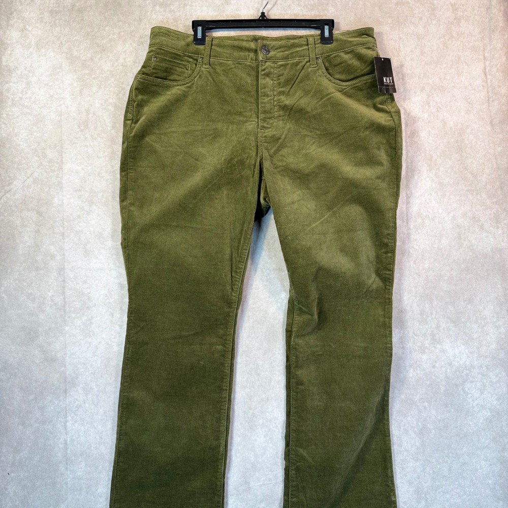 KUT from the Kloth Pants Women 16W Olive Karen Baby Bootcut Corduroy Stretch